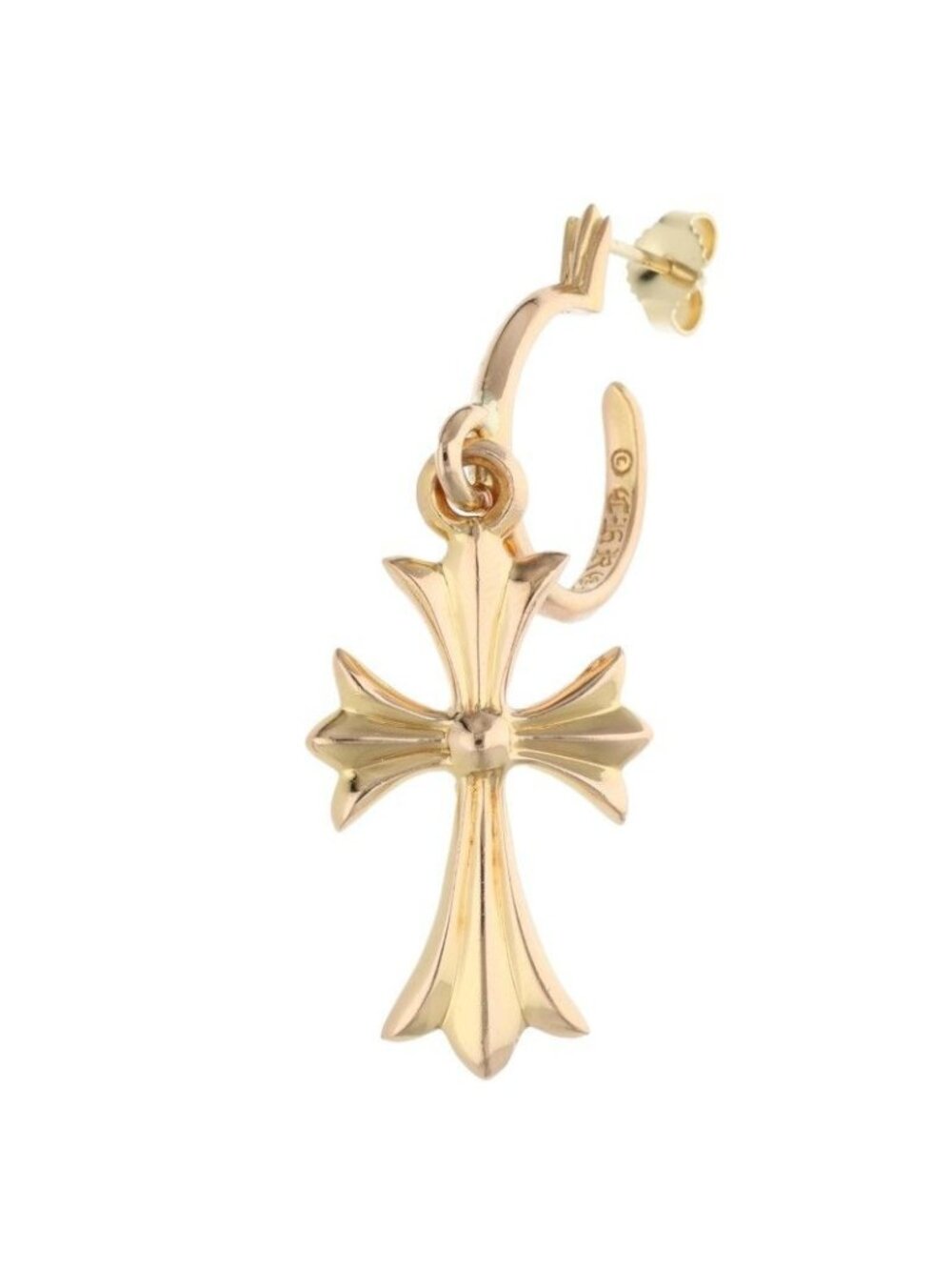 Chrome Hearts 22k Tiny CH Cross Gold Earrings